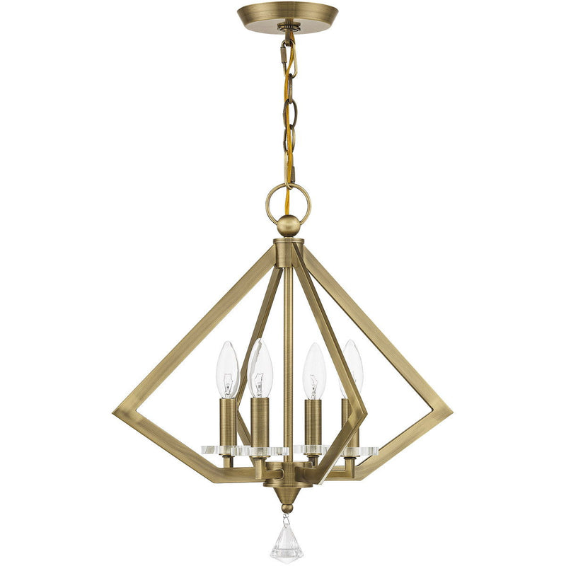 19" Four Light Dimmable Chandelier With Shades - Antiqued Brass