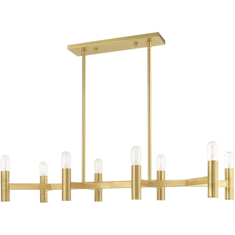 18" Eight Light Dimmable Chandelier With Shades - Brass