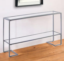 Load image into Gallery viewer, Glass Sled Console Table With Shelves - Clear / Silver
