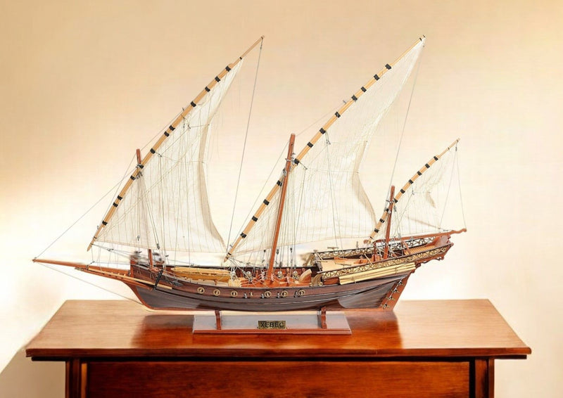 Boat Hand Painted Sculpture (364268) - Brown