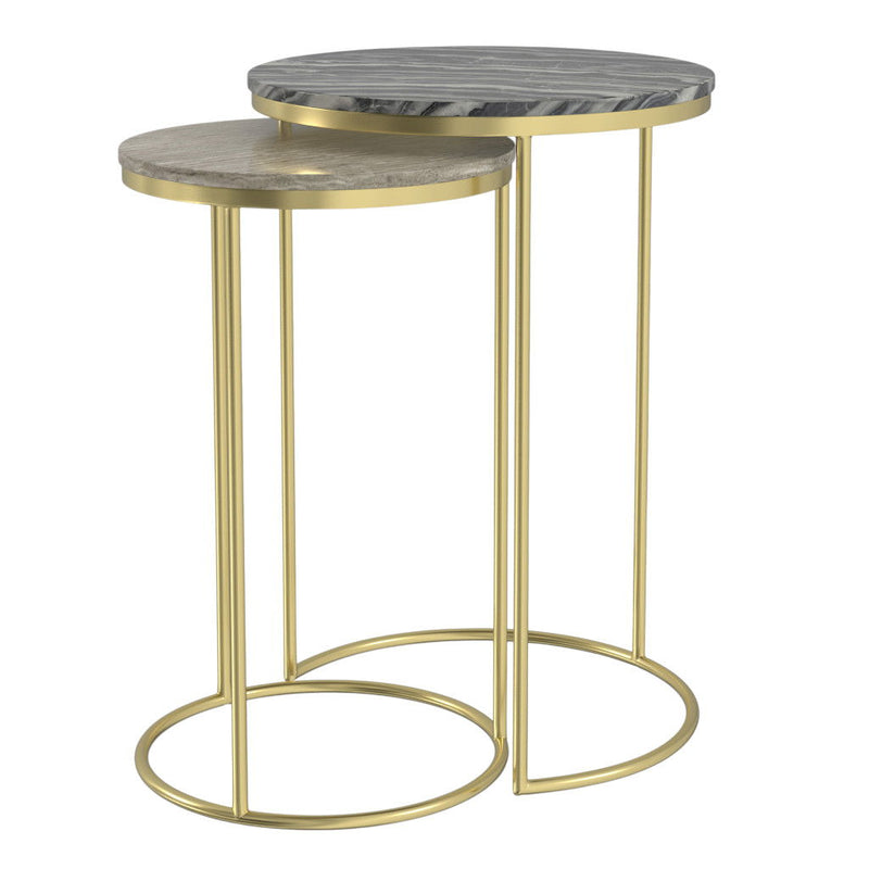 Iron Round End Table (Set of 2) - Gold