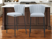 Load image into Gallery viewer, Faux Leather And Steel Counter Height Bar Chairs (Set of 2) - Gray And Black
