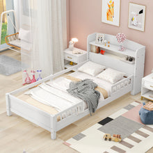 Load image into Gallery viewer, Wood Platform Bed With Built In LED Light, Storage Headboard And Guardrail

