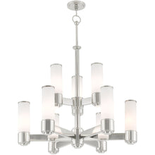 Load image into Gallery viewer, Nine Light Metal Dimmable Chandelier With Shades - Nickel / Opal
