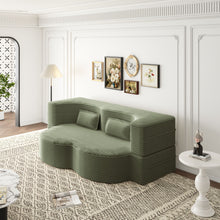Load image into Gallery viewer, Convertible Plush Corduroy Foam-Filled Sleeper Sofa Bed With 2 Pillows
