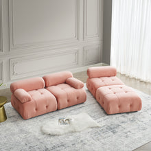 Load image into Gallery viewer, Modular Sectional Sofa, Button Tufted Designed and DIY Combination,L Shaped Couch with Reversible Ottoman, Pink Velvet
