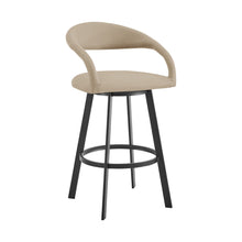 Load image into Gallery viewer, 26" Contemporary Faux Leather And Iron Low Back Counter Height Swivel Bar Chair - Brown
