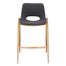 Load image into Gallery viewer, 26" Faux Leather And Steel Low Back Counter Height Bar Chairs (Set of 2) - Black / Gold
