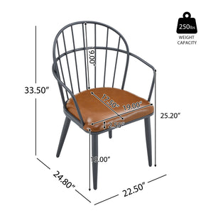 5 Piece Industrial Style Indoor Upholstered Dining Set With Metal Legs - Brown