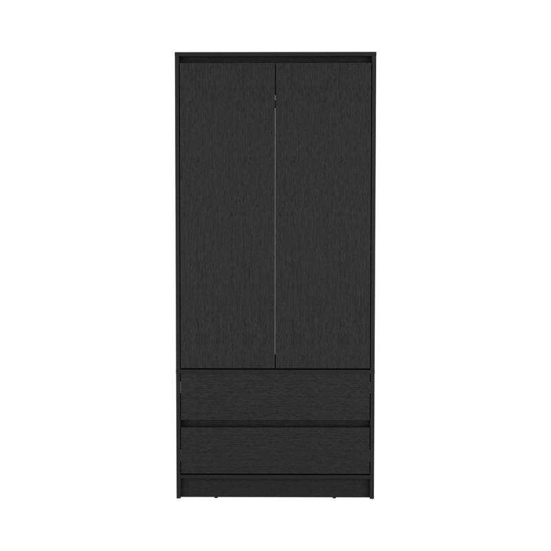 71" Transitional Wood Two Door Two Drawer Combo Dresser - Black