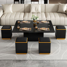 Load image into Gallery viewer, Multi Functional Adjustable Coffee Table With 4 Storage Stools
