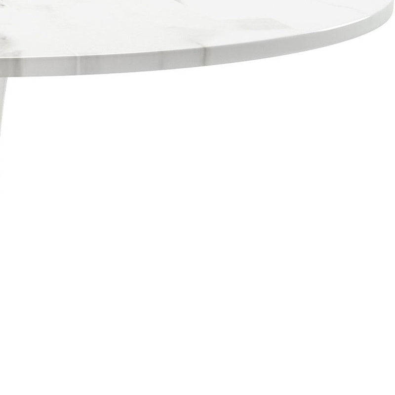 36" Rounded Metal Pedestal Base Dining Table - White