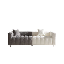 Load image into Gallery viewer, 3 Seater Sofa With Metal Base Legs And 2 Pillows In +, 87.4&quot; Premium Couch For Living Room - White / Gray
