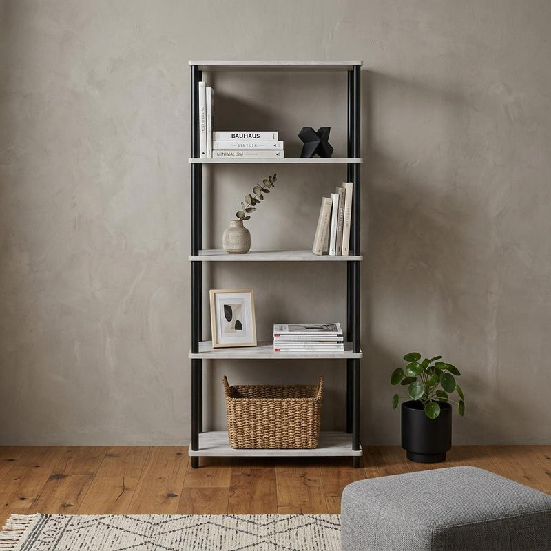 Four Tier Etagere Bookcase (486301) - Antiqued White / Black