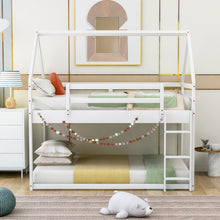 Load image into Gallery viewer, Twin over Twin Low Bunk Bed, House Bed with Ladder , White(OLD SKU:WF197808AAK)
