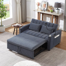 Load image into Gallery viewer, Convertible Sofa Bed Loveseat Sofa With Three USB Ports, Two Side Pockets, Two Cup Holders And 360° swivel Phone Holder For Living Room
