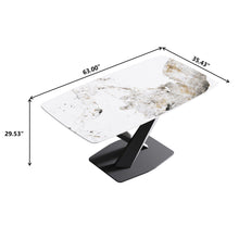 Load image into Gallery viewer, Modern Artificial Stone Pandora White Curved Metal Leg Dining Table, 6 People - Antique White

