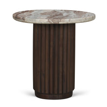 Load image into Gallery viewer, Marble Round Pedestal End Table - Brown / Pink
