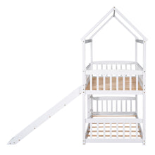 Load image into Gallery viewer, Twin Over Twin Bunk Bed with Slide, House Bed with Slide, White(OLD SKU: LT000213AAK)
