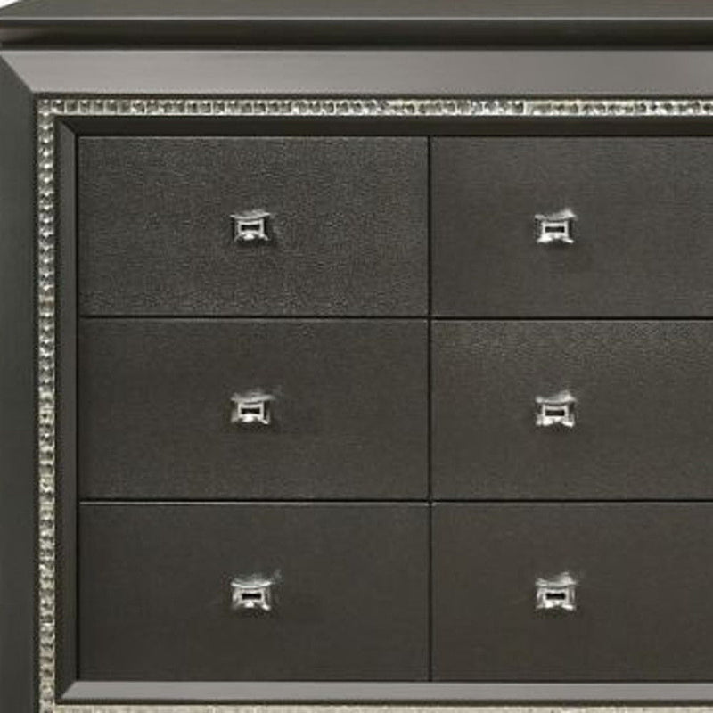 Solid Wood 9 Drawer Triple Dresser - Gray