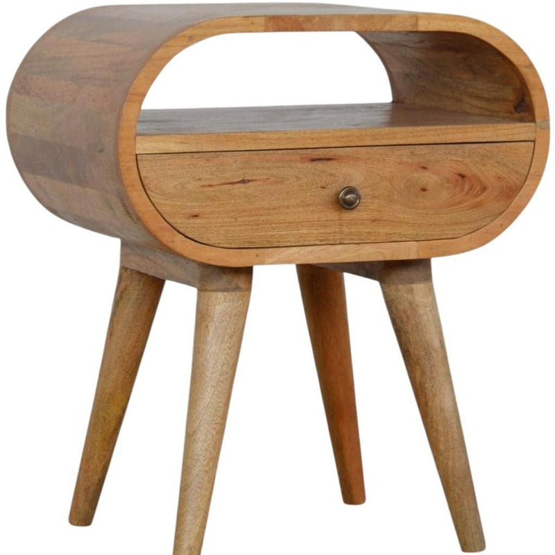 Solid Wood Oval One Drawer Nightstand - Oak