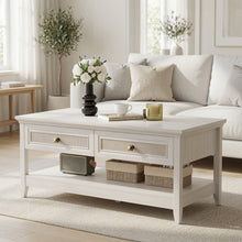 Load image into Gallery viewer, Coffee Table With Drawers &amp; Storage Shelf - White
