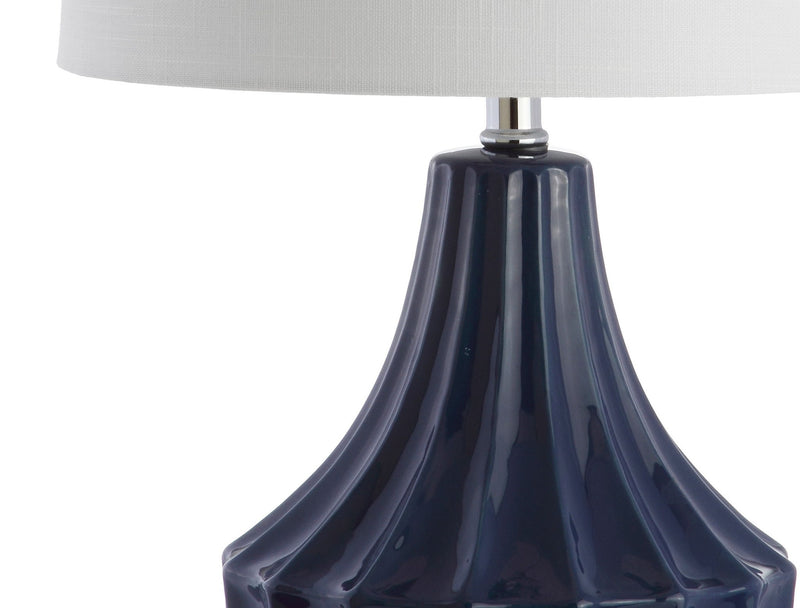 25" Novelty Table Lamp With Drum Shade - Navy Blue