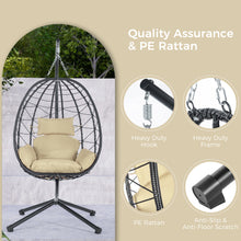 Load image into Gallery viewer, Egg Chair with Stand Indoor Outdoor Swing Chair Patio Wicker Hanging Egg Chair Hanging Basket Chair Hammock Chair with Stand for Bedroom Living Room Balcony
