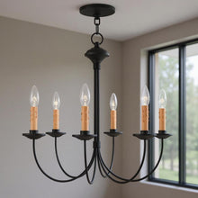 Load image into Gallery viewer, 22" Six Light Dimmable Chandelier With Shades - Black
