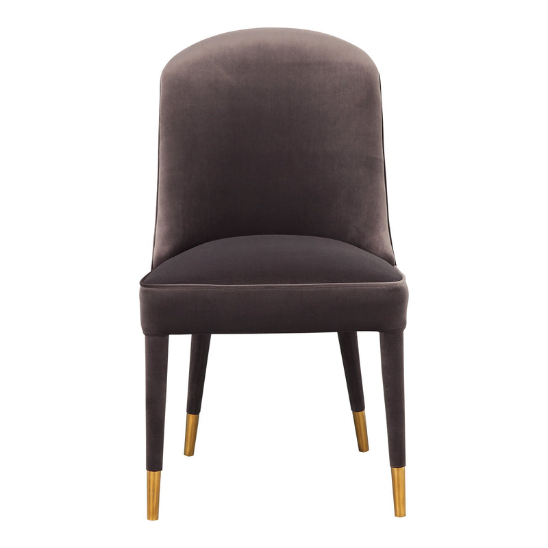 Upholstered Velvet Dining Side Chairs (Set of 2) - Gray / Black / Gold