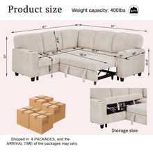 Load image into Gallery viewer, L-Shaped Sofa With Pull Out Sofa Bed With USB
