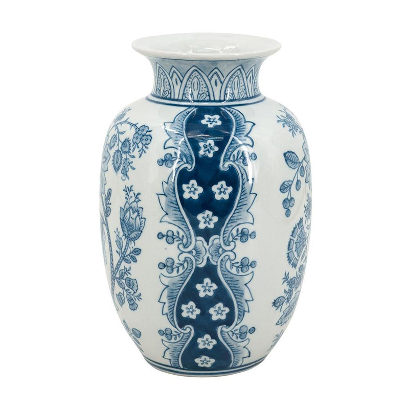 Floral Round Porcelain Jar (565447) - Light Blue / White