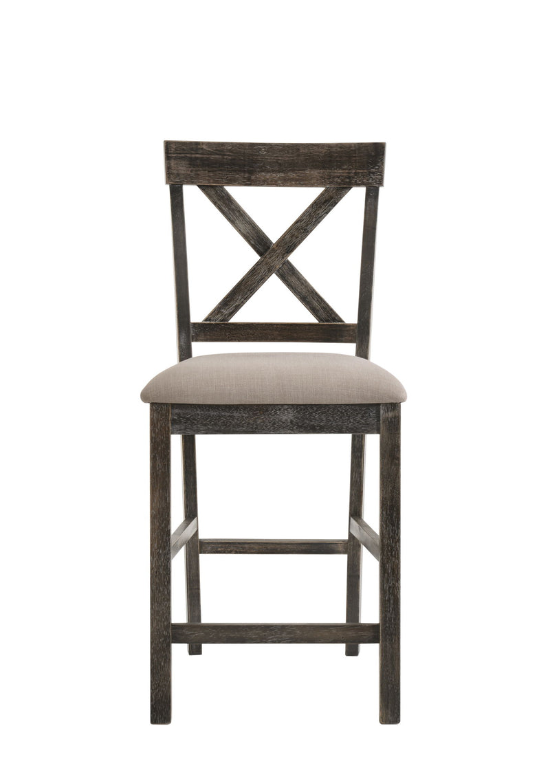 Solid Wood Counter Height Bar Chairs (Set of 2) - Tan / Gray