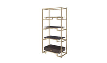 Load image into Gallery viewer, Four Tier Etagere Bookcase With a Drawer - Gold / Black
