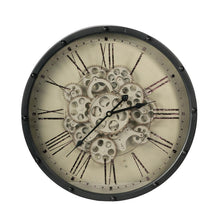 Load image into Gallery viewer, Vintage Gear Industrial Wall Clock - Black / Ivory

