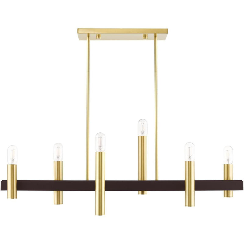Six-Light Dimmable Chandelier With Shades - Bronze