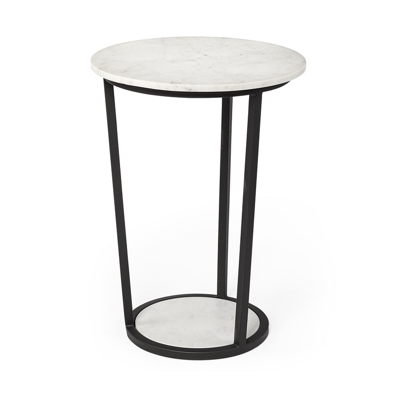 Marble End Table - Black And White