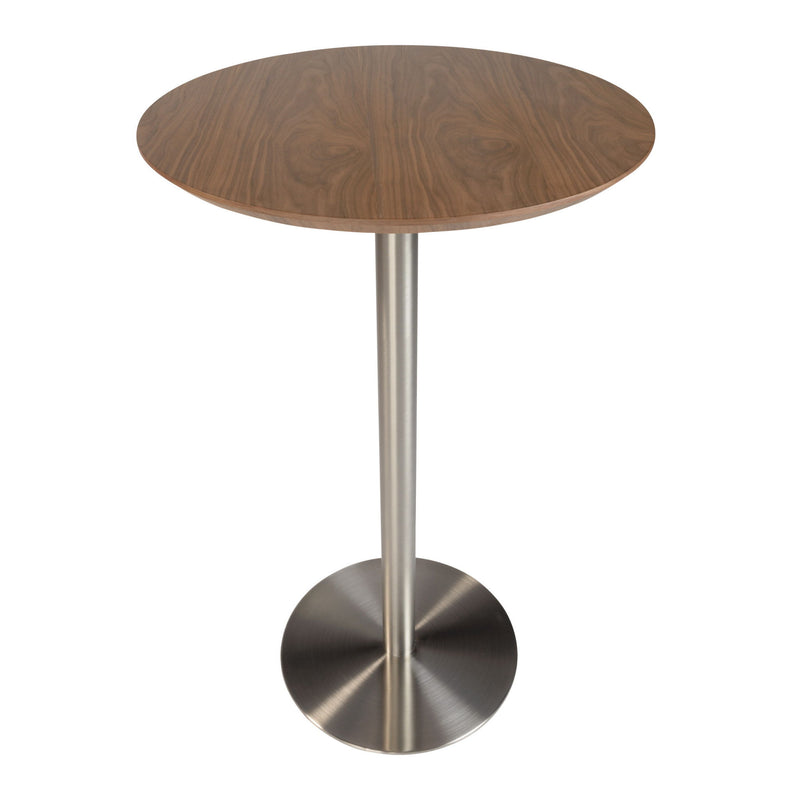 Metallic Rounded Steel Bar Table - Wood Brown And Silver
