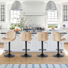 Load image into Gallery viewer, Faux Leather Aluminum Swivel Bar Chairs (Set of 2) - Beige / Black
