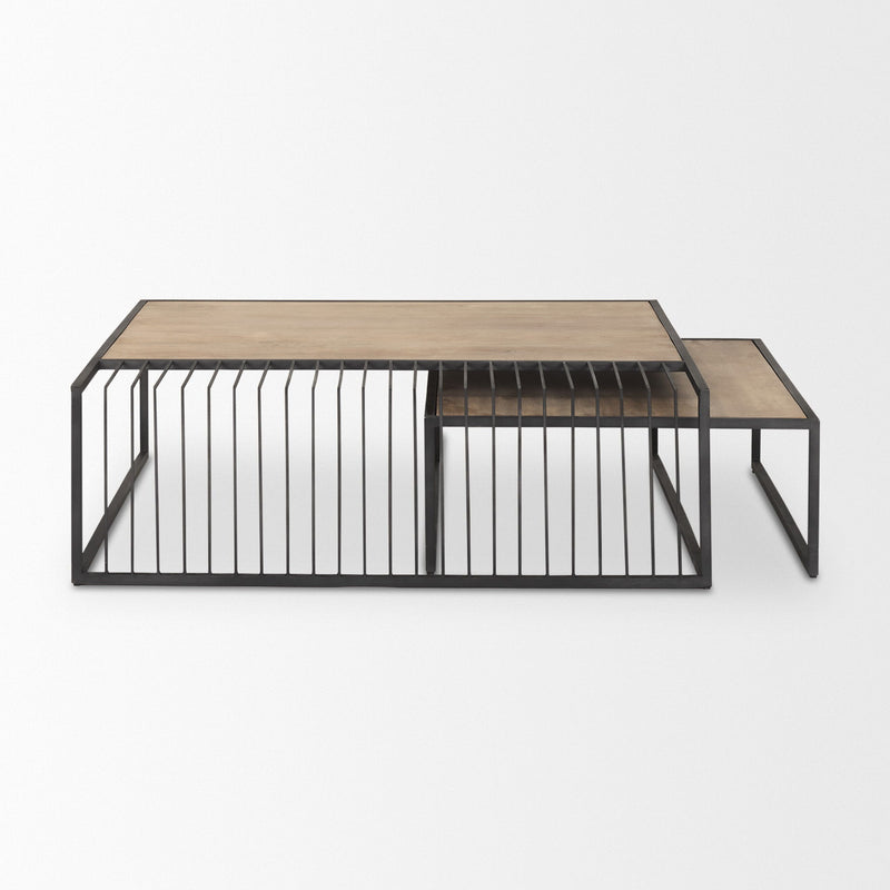 Square Frame Nested Coffee Tables (Set of 2) - Brown / Black