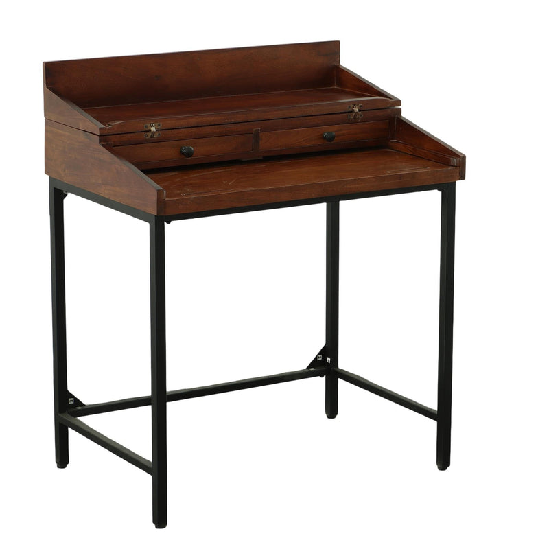 Secretary Desk With Two Drawers - Chestnut / Black