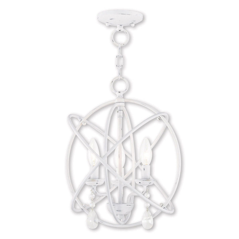 17" Three-Light Dimmable Chandelier With Shades - White