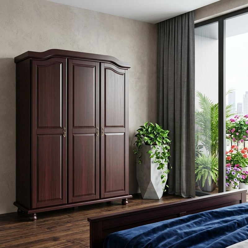Solid Wood Three Door Combo Dresser (764725) - Dark Brown