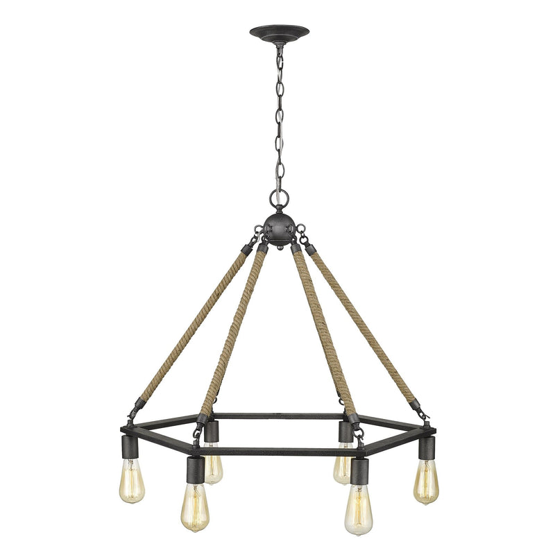 Six Light Metal Dimmable Chandelier - Brown / Black