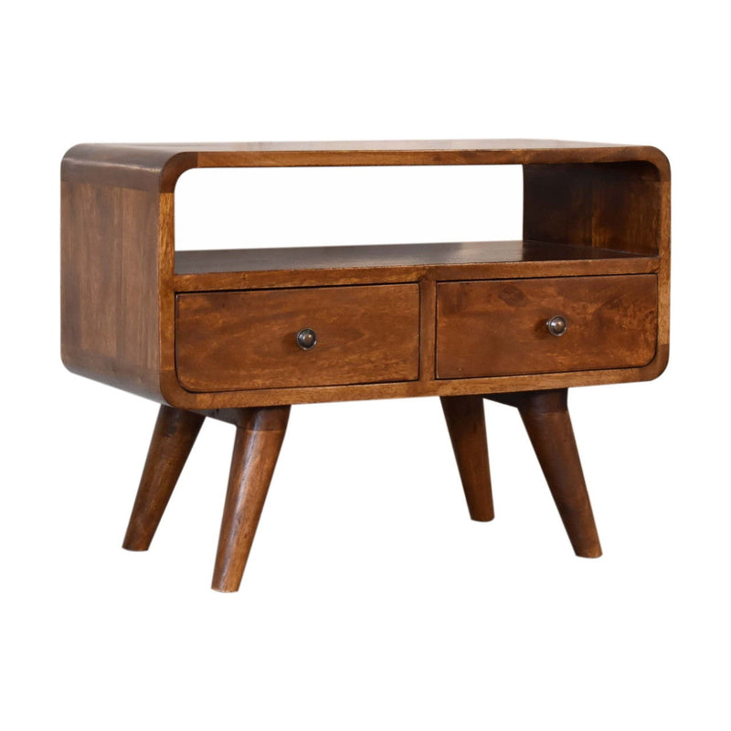 Solid Wood Enclosed Open Storage TV Stand (719184) - Chestnut