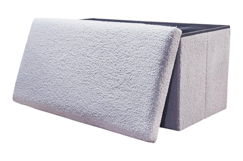 30" Boucle Storage Ottoman - Gray