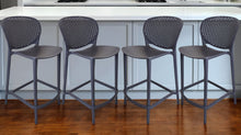 Load image into Gallery viewer, 26" Contemporary Heavy Duty Plastic Low Back Counter Height Bar Chairs (Set of 4) - Dark Gray
