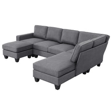 Load image into Gallery viewer, [VIDEO provided] [New] 104.3*78.7&quot; Modern L-shaped Sectional Sofa,7-seat Linen Fabric Couch Set with Chaise Lounge and Convertible Ottoman for Living Room,Apartment,Office,3 Colors
