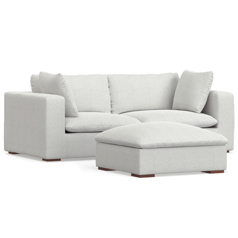 88" 2 Piece Living Room Set Fabric Sofa With Ottoman With Brown Legs - Gray