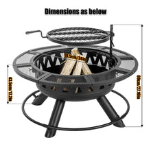 Load image into Gallery viewer, 36〞Fire Pit for Outside Wood Burning Fire Pit Tables with Metal Lid,BBQ Net Black
